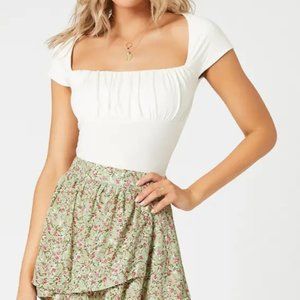 MINKPINK Madelyn Cap Sleeve Ruched Crop Top